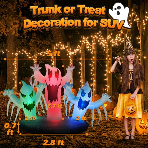 Halloween Trunk or Treat Car Decorations Kit Inflatable Ghost with LEDs — view 5
