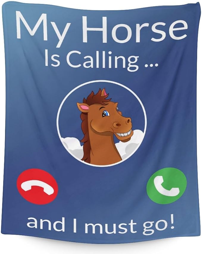 Mercuryelf Horse Blanket Gift - 60x80 Inches Funny Throw Blankets for Women, Men - Blue Soft, Fuzzy & Warm Throws for Bed, Couch