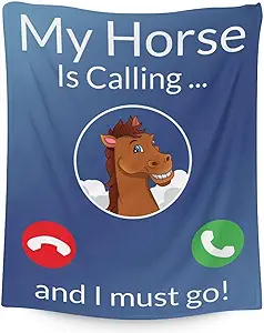Mercuryelf Horse Blanket Gift - 60x80 Inches Funny Throw Blankets for Women, Men - Blue Soft, Fuzzy & Warm Throws for Bed, Couch