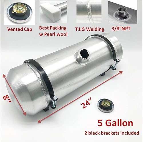 Miniatura 2 de JSD AUTO PARTS Tanque de combustible de aluminio 5 galones 8x24 "38" NPT Outlet Centro Llenar el tanque de gas