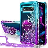Silverback Galaxy S10 5G Case, Moving Liquid Holographic Sparkle Glitter Case with Kickstand, Bling