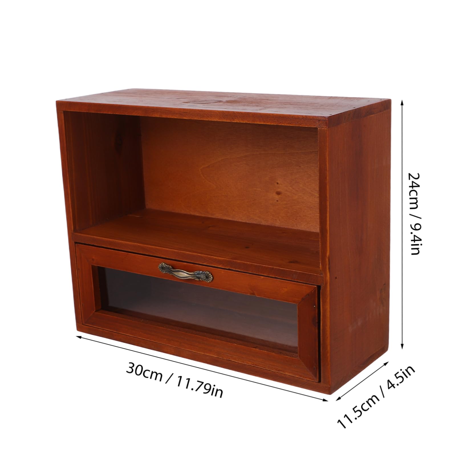 OSALADI Vintage Holz Aufbewahrungsbox mit Schublade Retro Kosmetik Organizer für Küchen und Badezimmerablage Multifunktionaler Kleiner Holzschrank