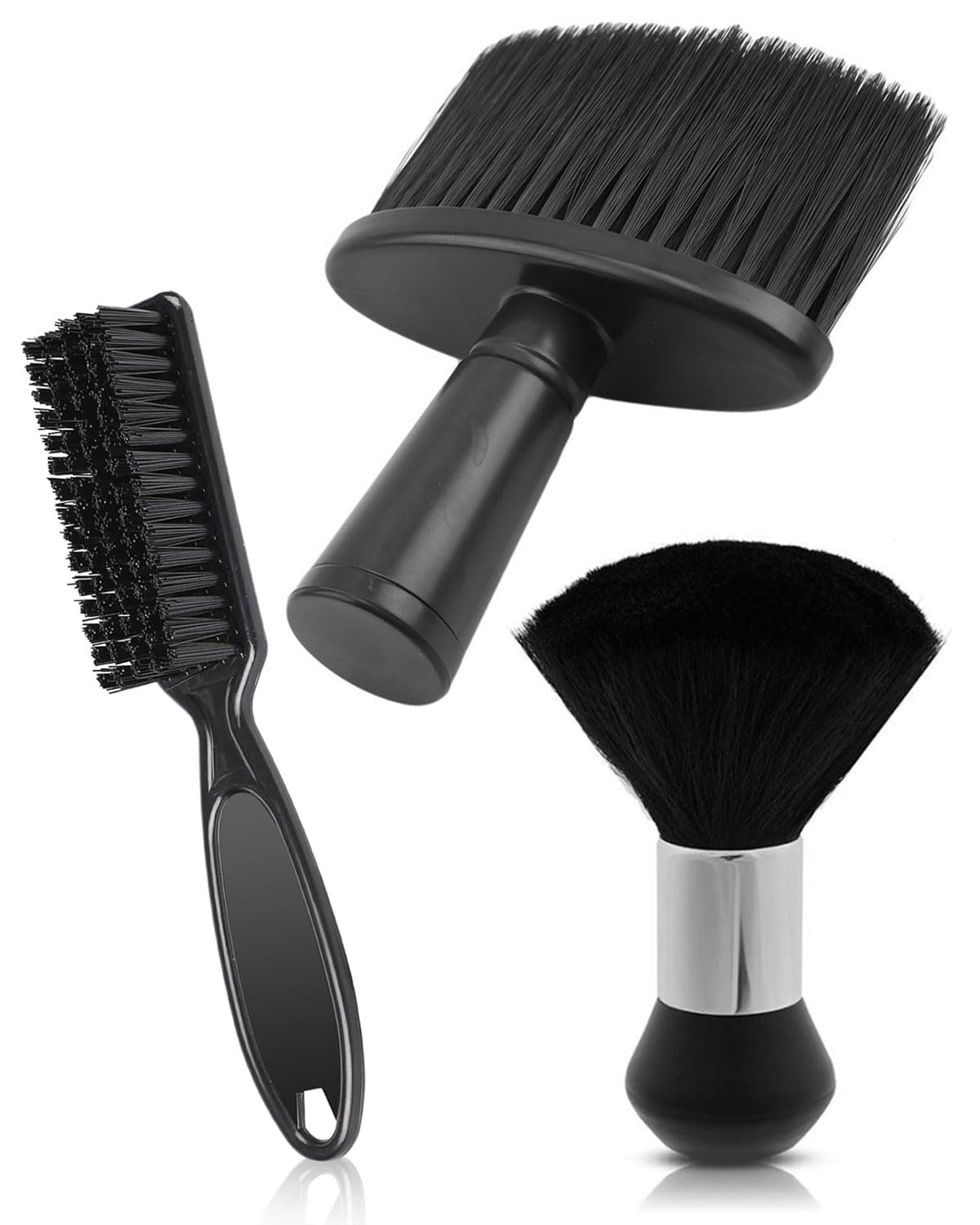 Set da 3 pezzi Barbiere Collo Spazzola - Nero, Pennello da Parrucchiere per Salone