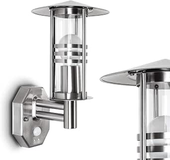 LED Außenwandleuchte Mit Bewegungsmelder - 14W, 1200 Lumen, Edelstahl-Look, IP54