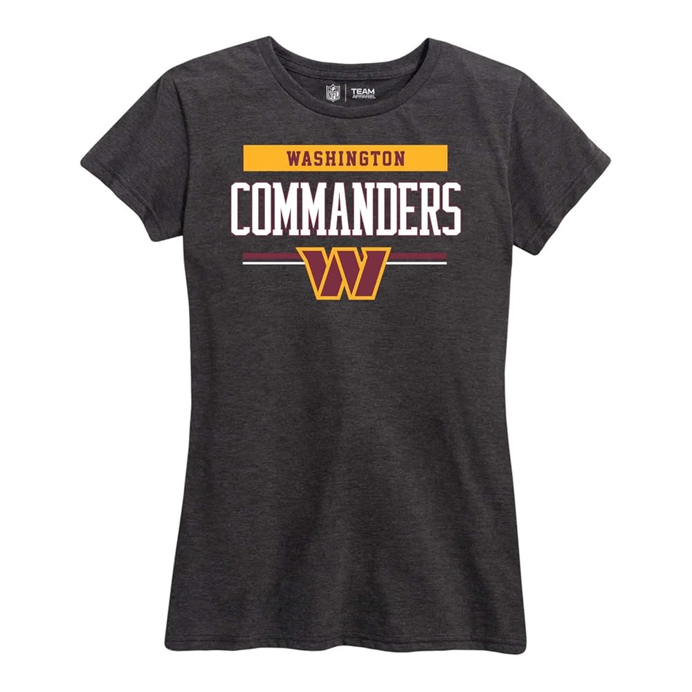 Team Fan Apparel NFL Women\'s Team Block Charcoal Tagless T-Shirt - Cotton Blend - Rock Game Day with Perfect Comfort & Style (Washington Commanders - Charcoal, Large)