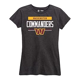 Team Fan Apparel NFL Women\'s Team Block Charcoal Tagless T-Shirt - Cotton Blend - Rock Game Day with Perfect Comfort & Style (Washington Commanders - Charcoal, Large)