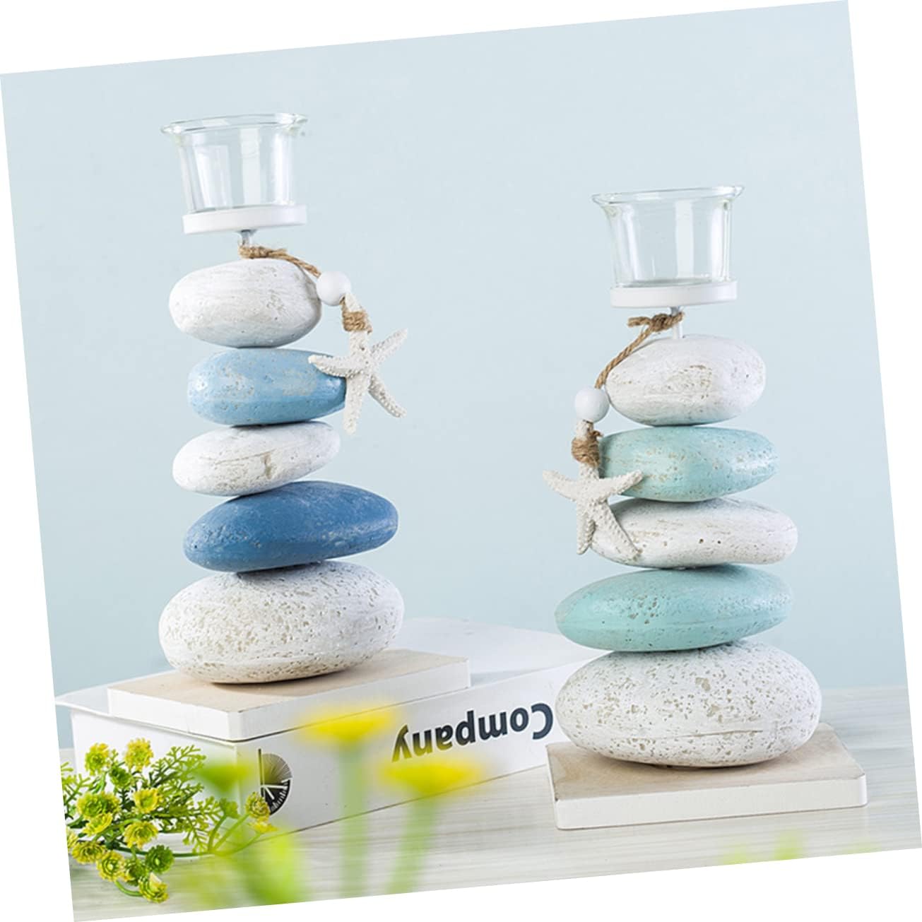 Nautical Candle Holder Stone Sea Star Tealight Candle Holder Mediterranean Style Tabletop Decor for Home Party