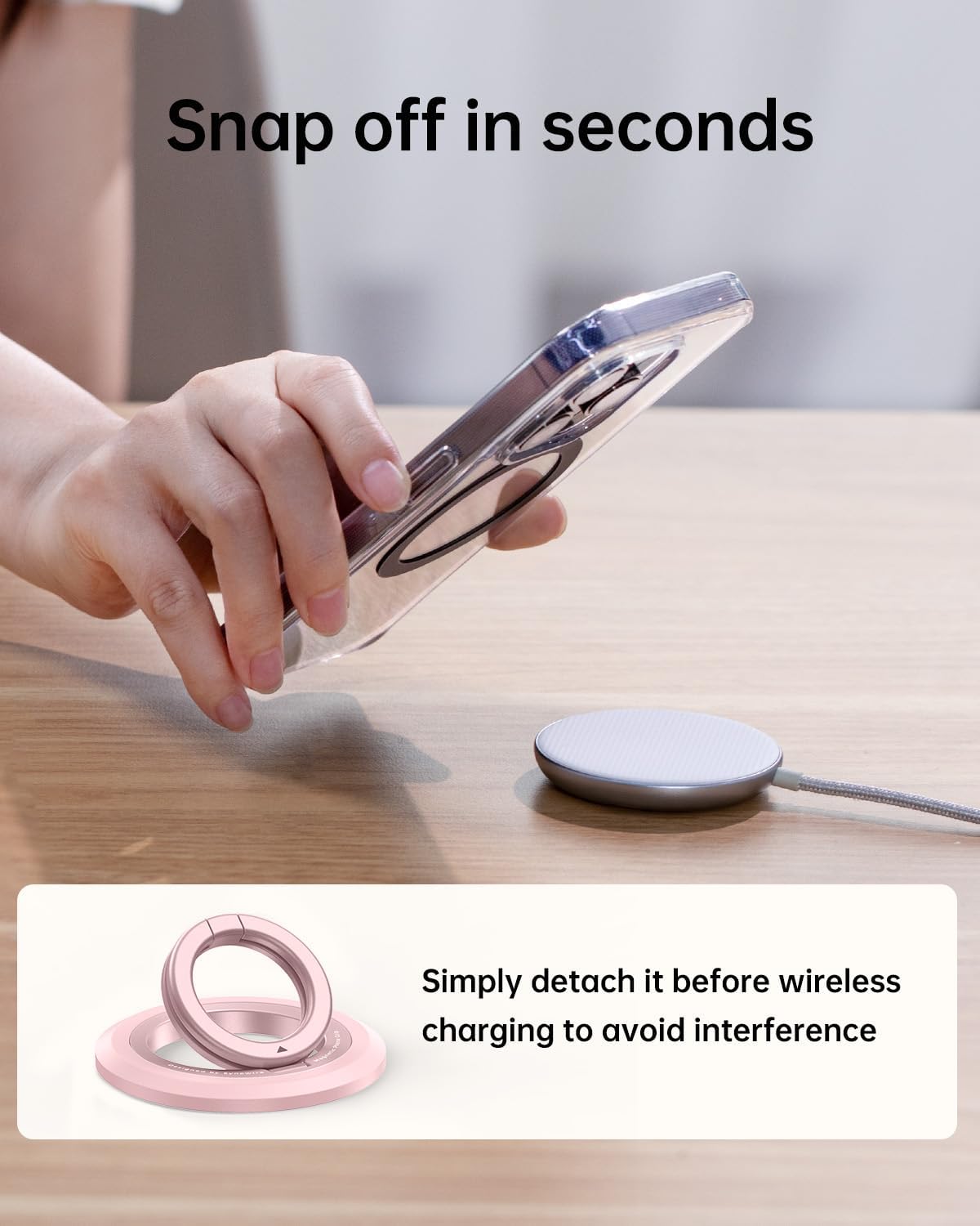 SYNCWIRE Magnetic Phone Ring Holder for MagSafe [2 Pack], 360° Rotation Dual Sided Magnet Grip Cell Phone Ring Stand Finger Kickstand Compatible with iPhone 17 16 15 14 13 12 Pro Max fits MagSafe