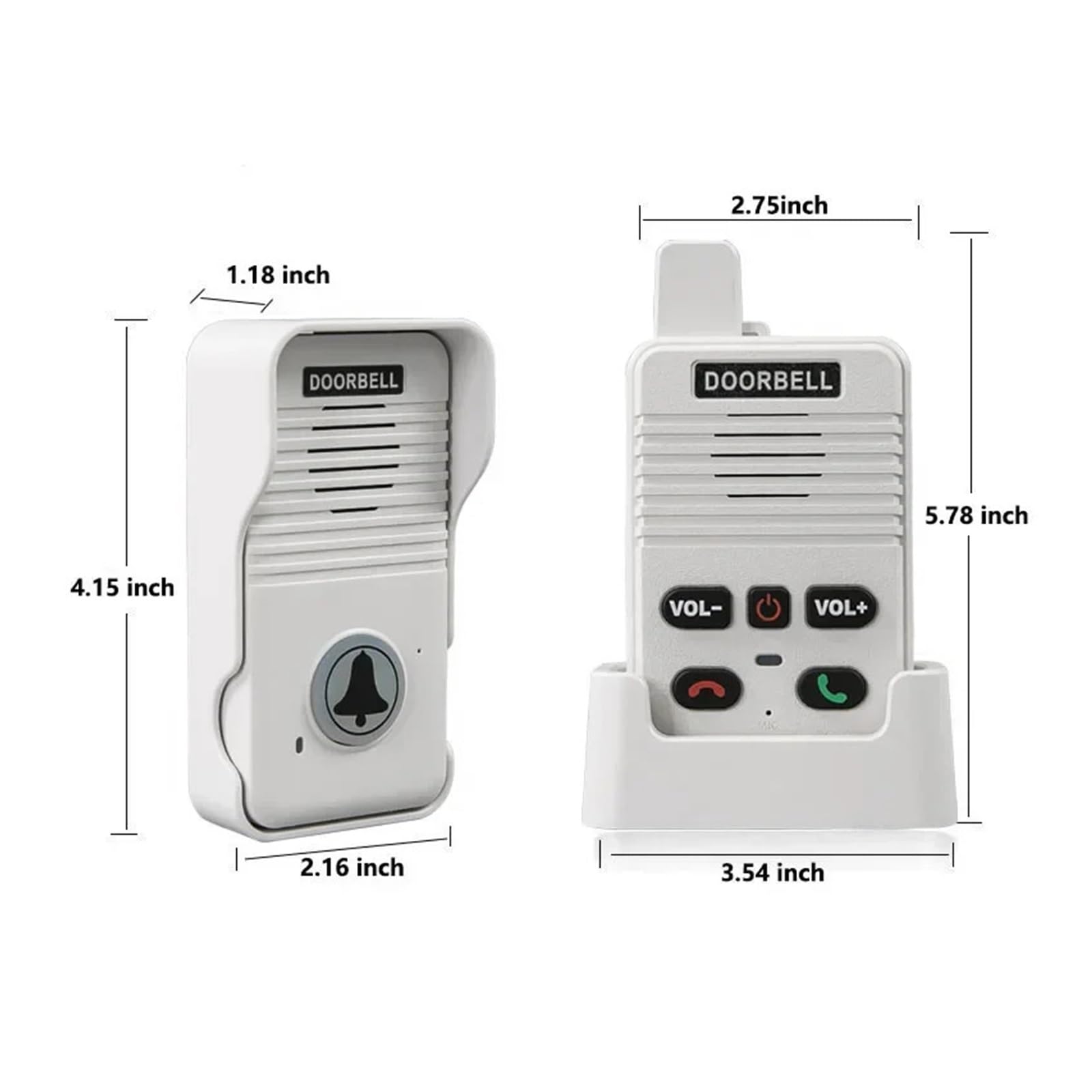 Intercomunicador dúplex de Voz inalámbrico Timbre casa 200M con batería Recargable apartamento habitación intercomunicador fábrica Oficina(2 and 3 White)