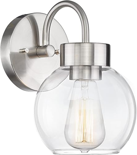 Miniatura 8 de EAPUDUN Lámparas de baño sobre espejo, 1 luz de níquel cepillado para baño, apliques de pared modernos para baño, lámpara de porche de baño,