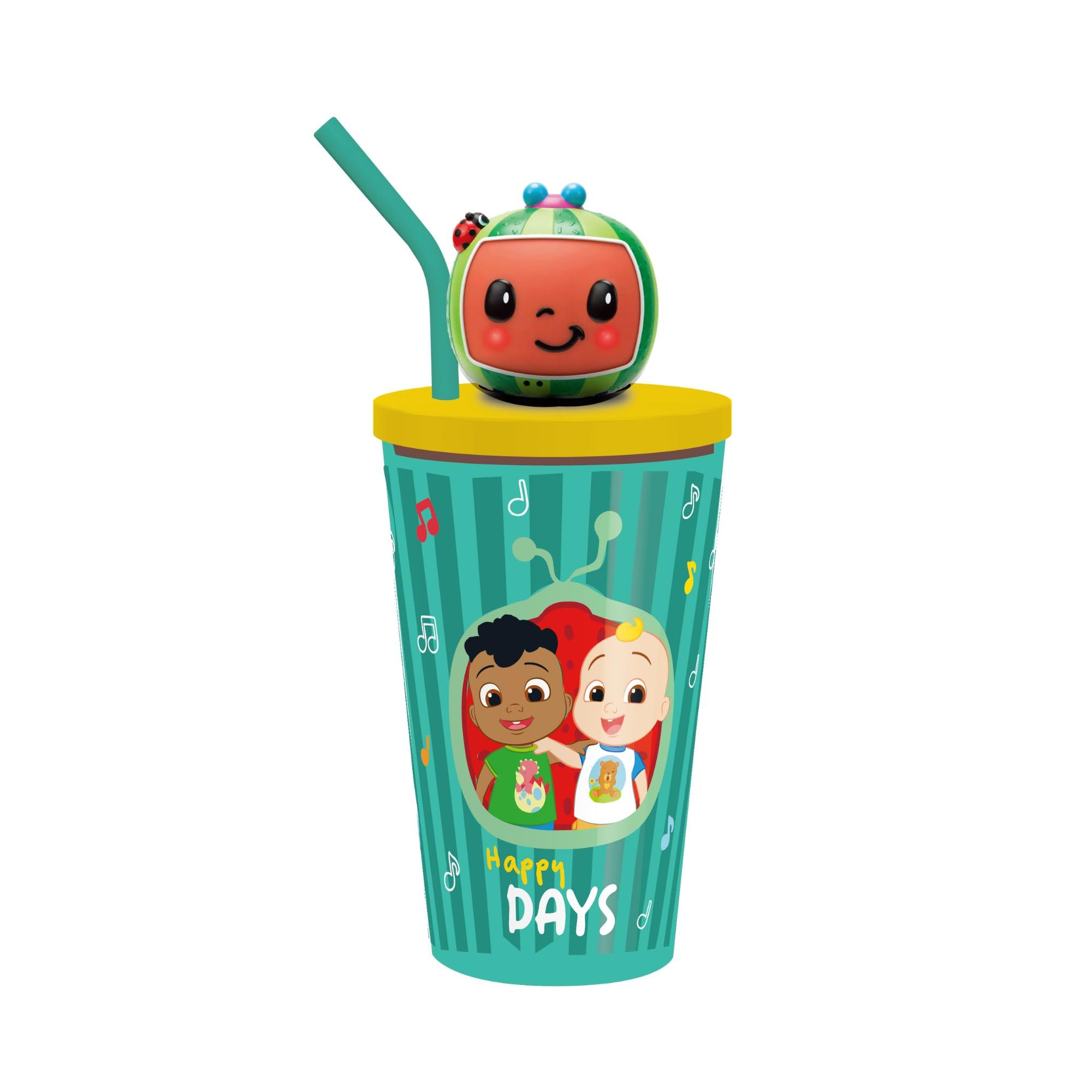 HOX Cocomelon 3D Heads Sipper Drinks Cup, Blue, Red, Or Yellow, Medium