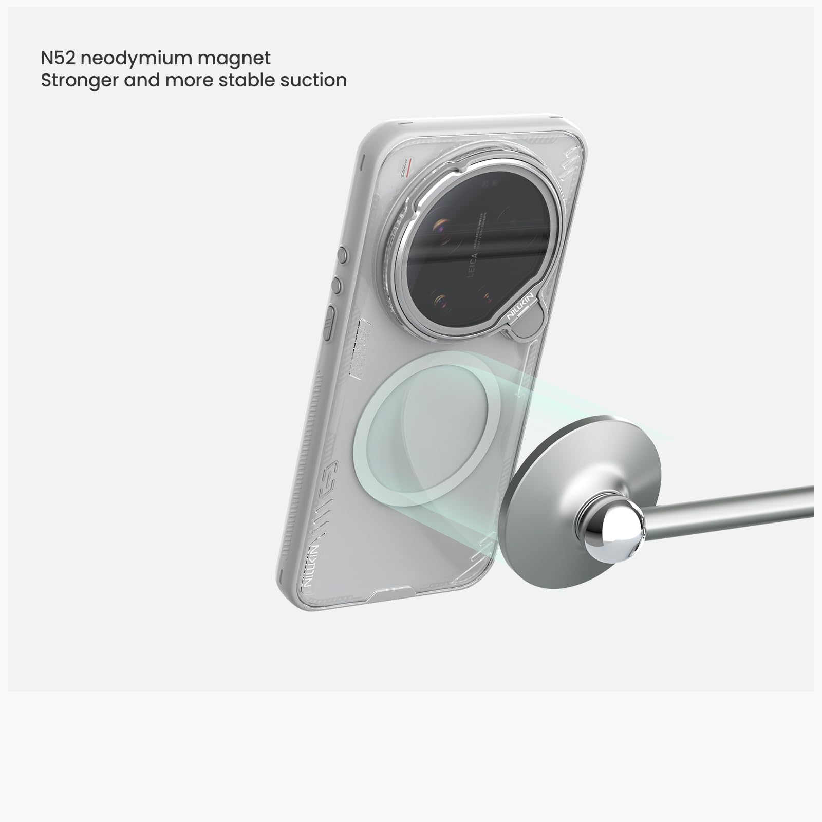 COQUE Custodia magnetica trasparente per Xiaomi 17 Ultra, cover a specchio trasparente ad alta definizione, anello magnetico N52 integrato, custodie sottili per Xiaomi 17 Ultra-Nero
