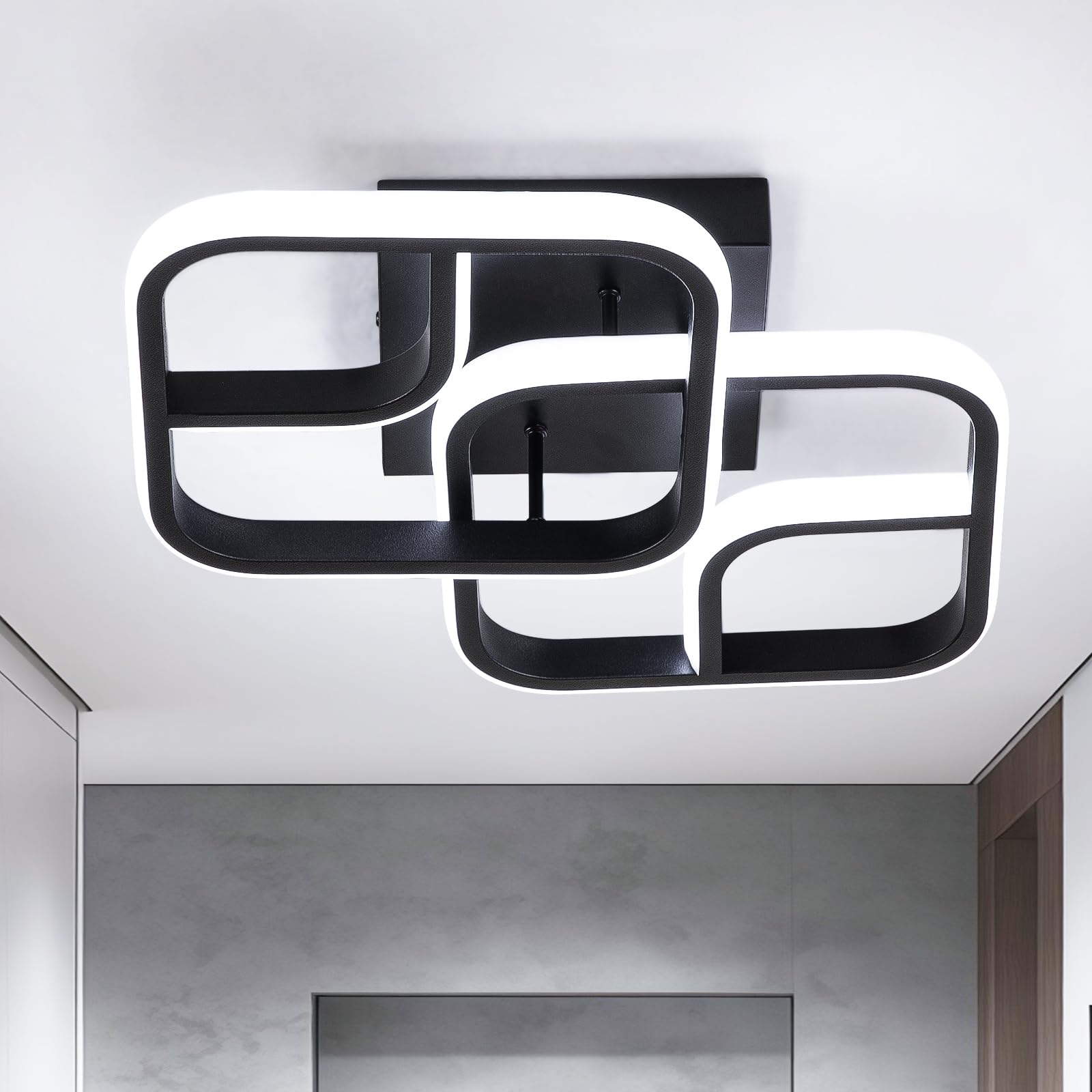 EIDISUNY Modern Ceiling Lights LED 30W Black Elegant Square Lamp LED Ceiling Lights Fixture for Indoor Home Hallway Office Kitchen Living Room Bedroom Dining Room - 30W Cool White Light 6000K — image 1