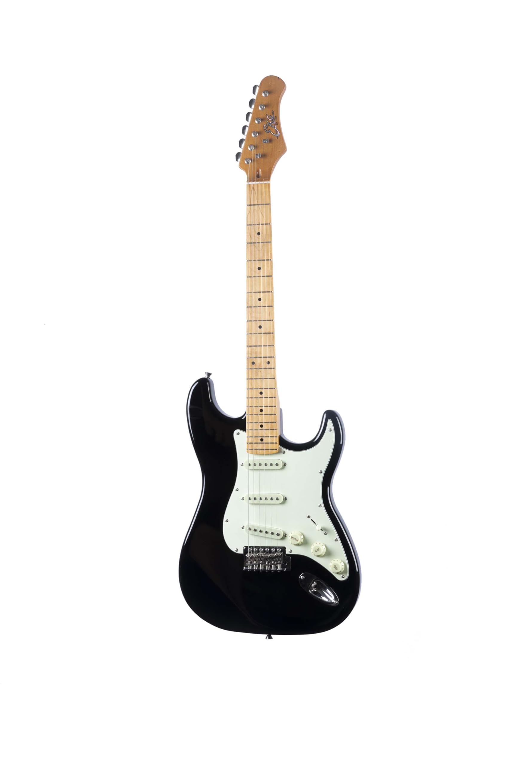EKO GUITARS - Guitare Électrique ST-​401, Corps en Paulownia, Manche et Touche en Érable, 3 Micros Single-​Coil, Chevalet Tremolo Vintage, Couleur Noir