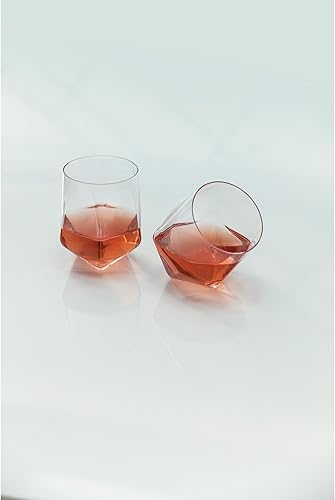 Vista 30 de Viski Juego de 2 vasos facetados Coupé, champán, martini, vino, copas de cóctel de cristal para bar, juego de 2, 7 onzas