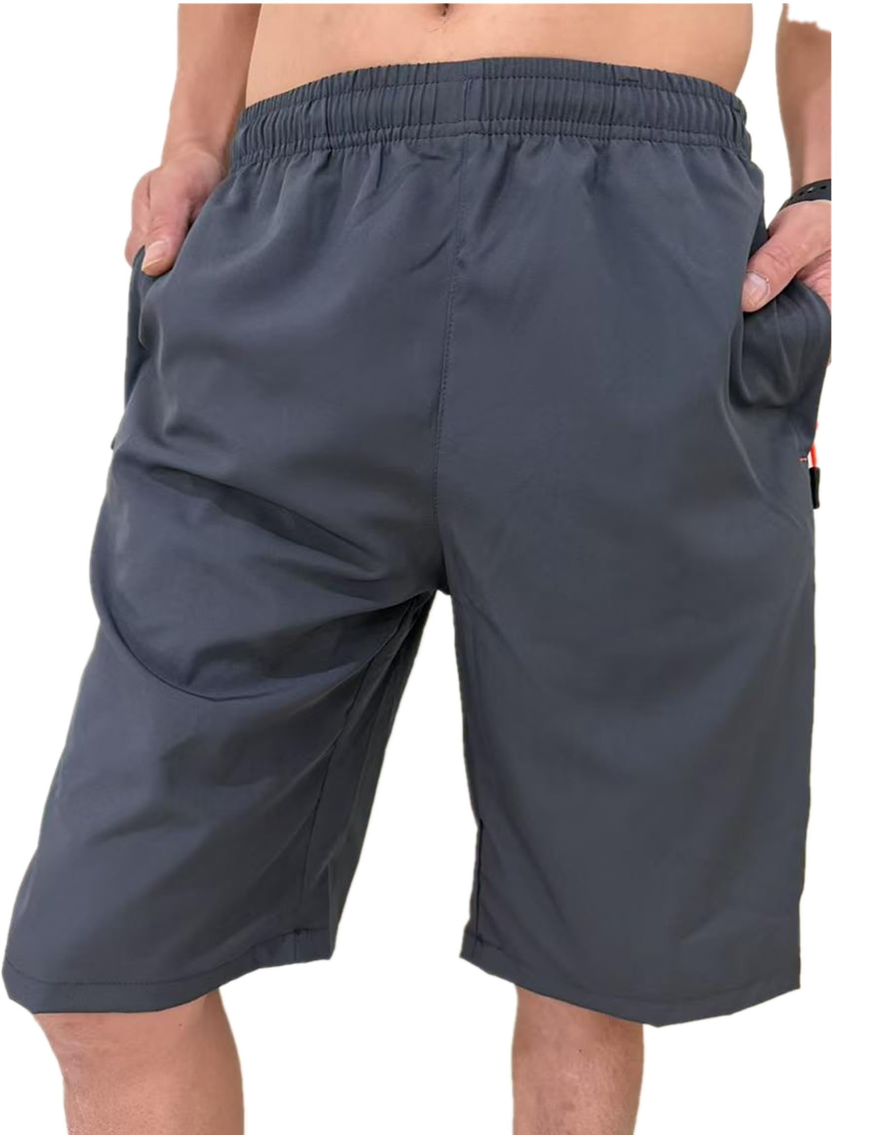 Men's Athletic Running Workout Shorts 11 inches Swim Trunks with Ziper Pockets Quick Dry Lightweight