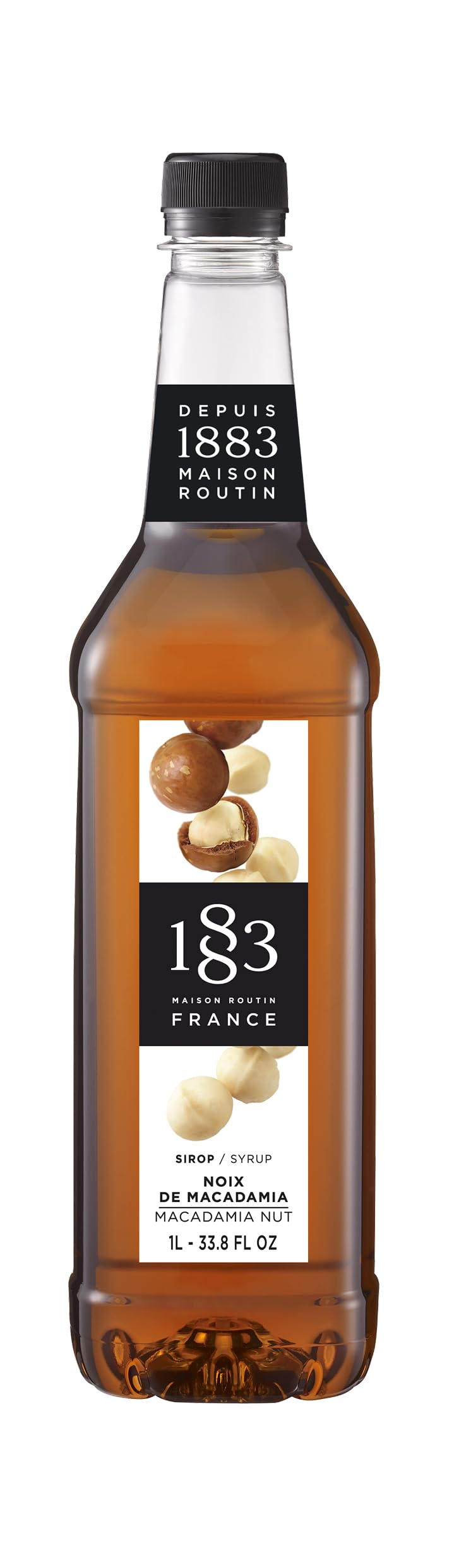 1883 Maison Routin Premium Macadamia Nut Syrup – Nut Syrup for Coffee, Cocktails & Desserts, Vegan-Friendly, No Artificial Colours, 1L PET Bottle