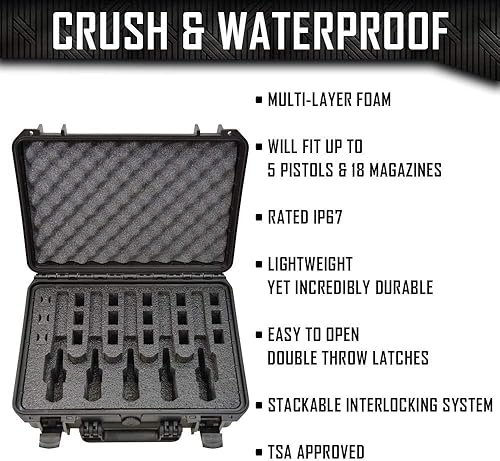 Miniatura 2 de Estuche para pistola de 5 pistolas 18 cargadores Doro con inserto de espuma MyCaseBuilder personalizado, impermeable, resistente, soporte táctico