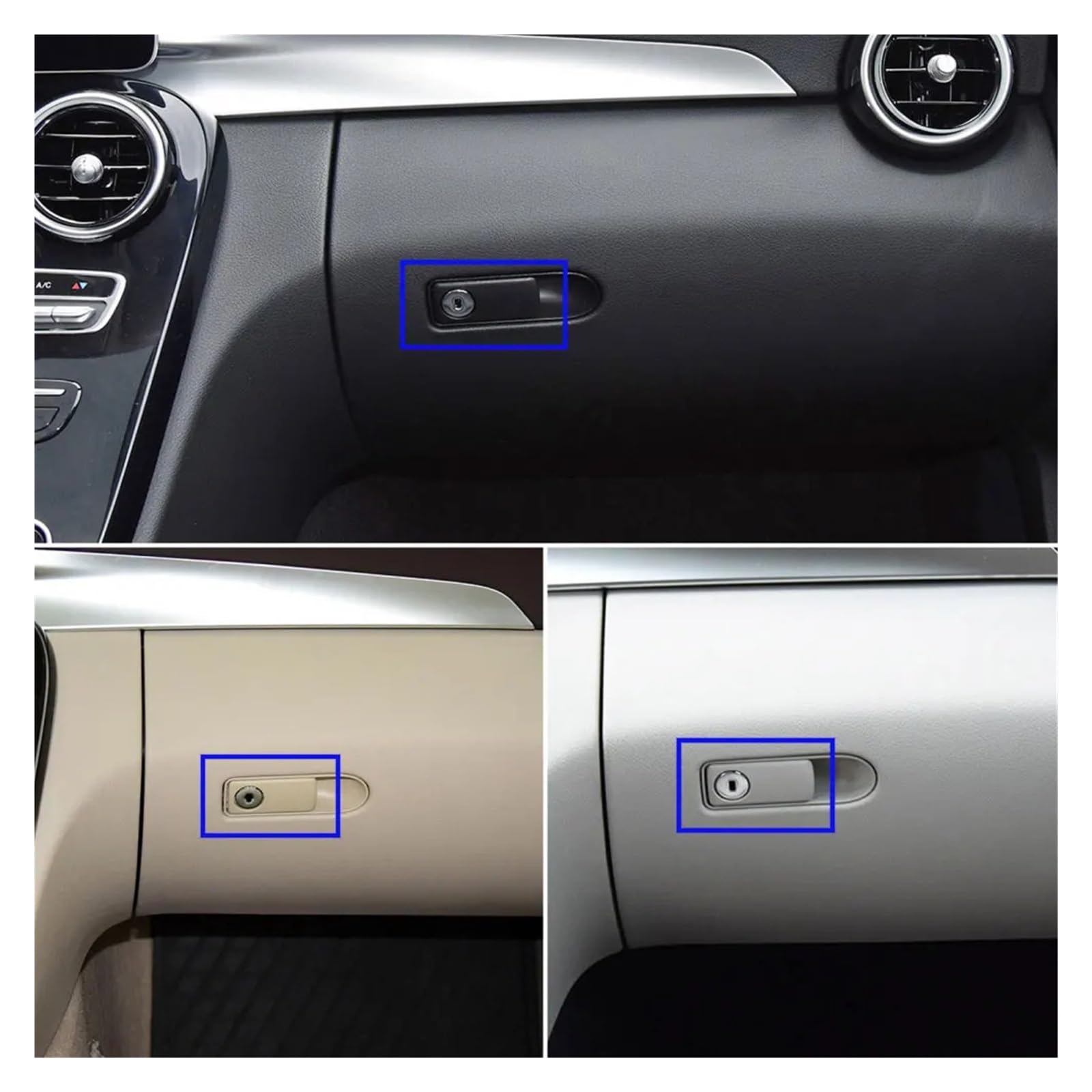 W205 W253 Auto Nero Vano Portaoggetti Maniglia Interruttore Cassetta degli Attrezzi Coperchio Serratura di Ricambio Misura for Benz C Classe GLC C200 C250 C300 C400 GLC260 GLC200(Schwarz)