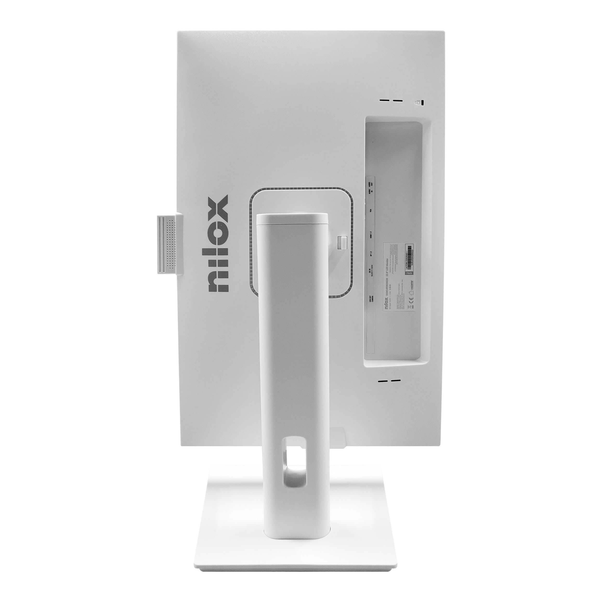 Nilox NXM24RWEB02W Monitor Business 24'' IPS Full HD 120 Hz (Bianco), Webcam FHD Integrata, Regolabile, Connessioni HDMI/DP/VGA
