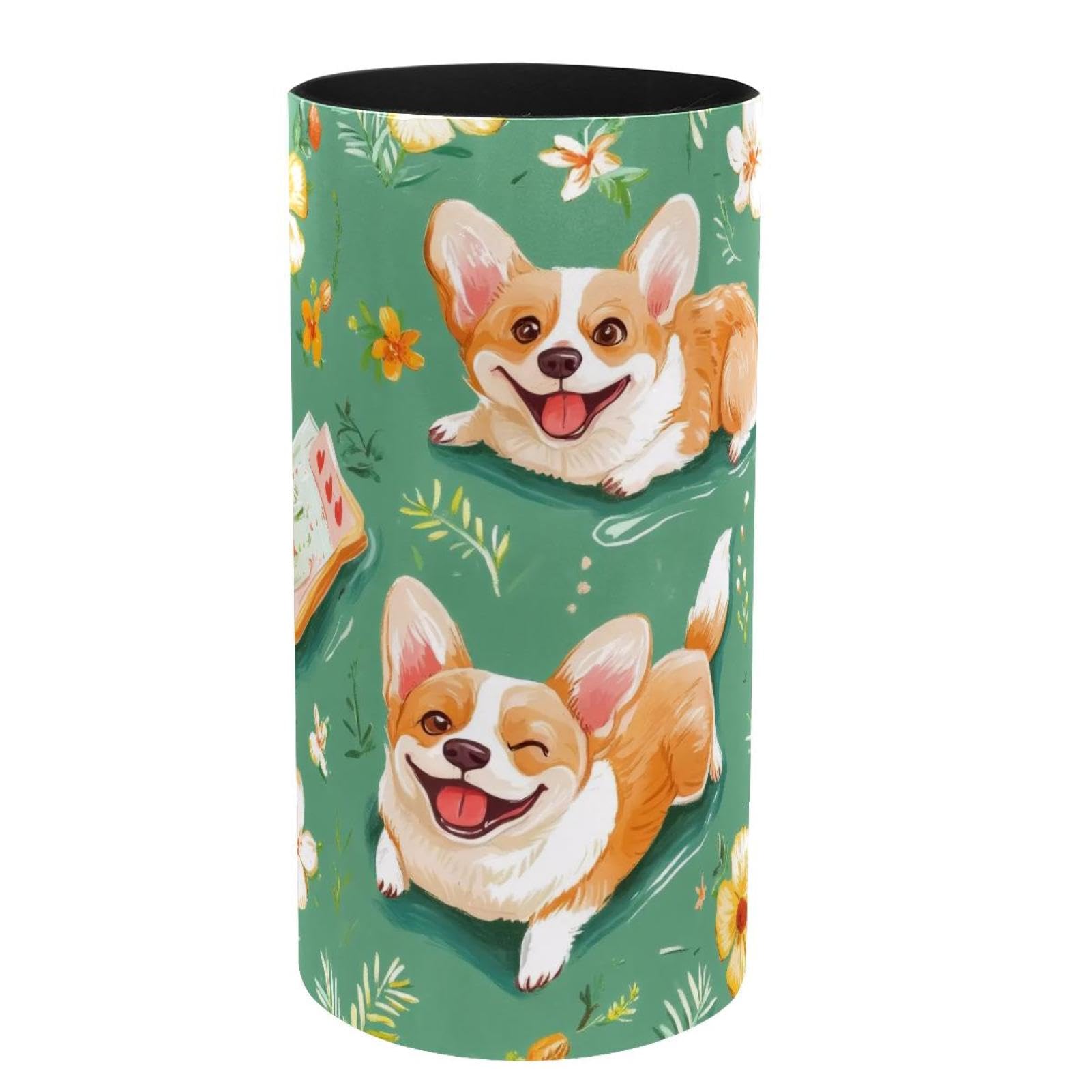 Boîte à musique pot à crayons fleurs et corgi pour bureau zen