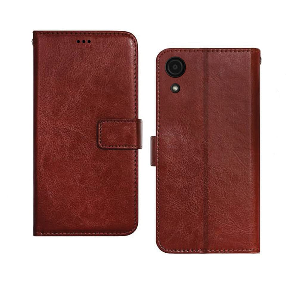 Inktree Samsung Galaxy A03 Core Flip Case | Premium Leather Finish Flip Cover | with Card Pockets | Wallet Stand |Complete Protection Flip Cover for Samsung Galaxy A03 Core - Brown