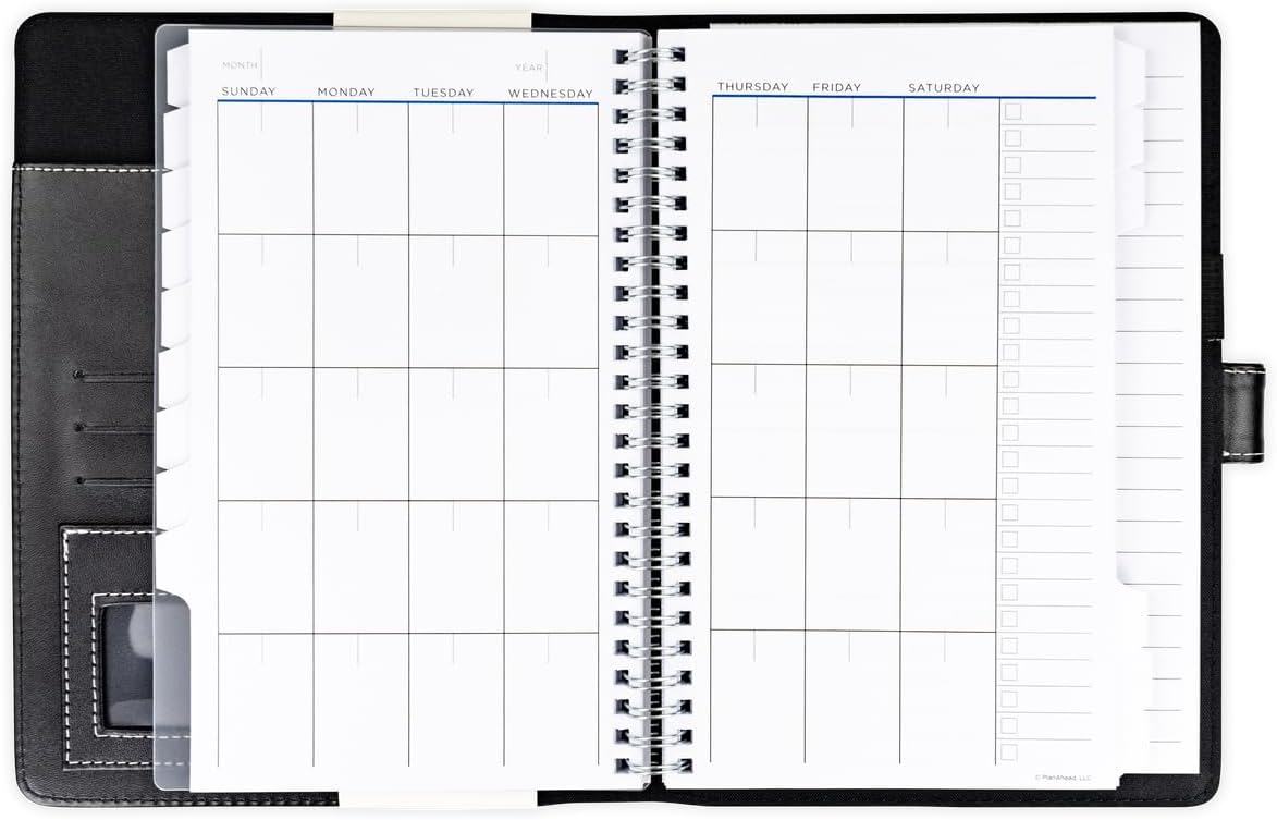 See It Bigger Medium 15-Month Undated Padfolio Planner – 9" x 7" Monthly & Weekly Dated Organizer with Removable Lined Notebook, Interior Pockets, and Large Print for Work & Personal Use