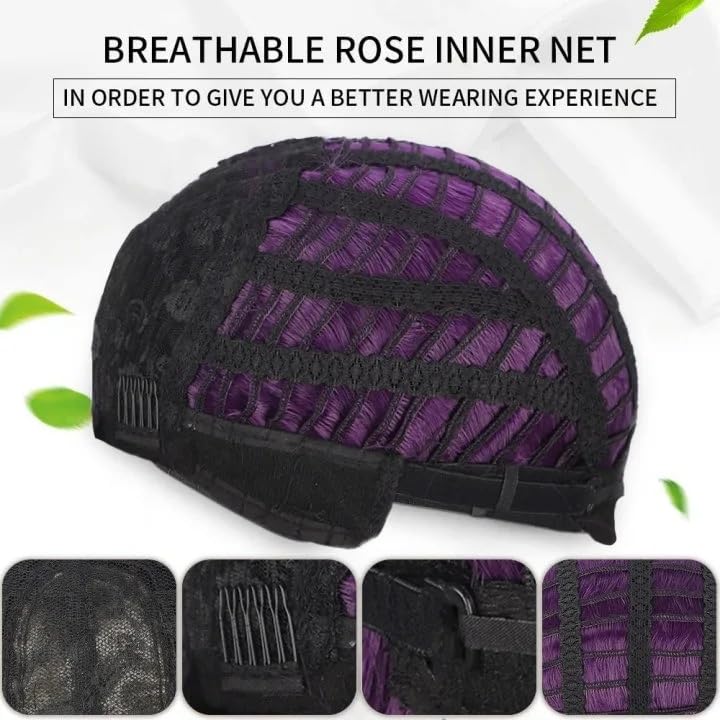 Long Curly Purple Wig for Women Ombre Purple Long Wavy Wig Middle Part Mixed Black and Purple for Daily Party Cosplay - Image 6