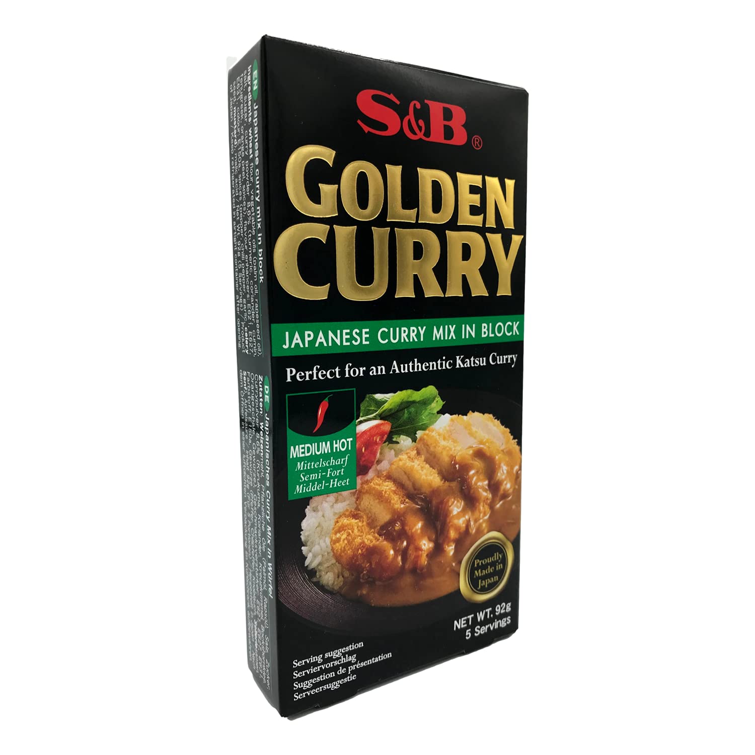 S&B Curry Japonés, Pastillas de Curry Spice, Sazonador Picante, Sabor Picante Medio, Condimento ideal para tus Recetas, 92 g (Paquete de 1)