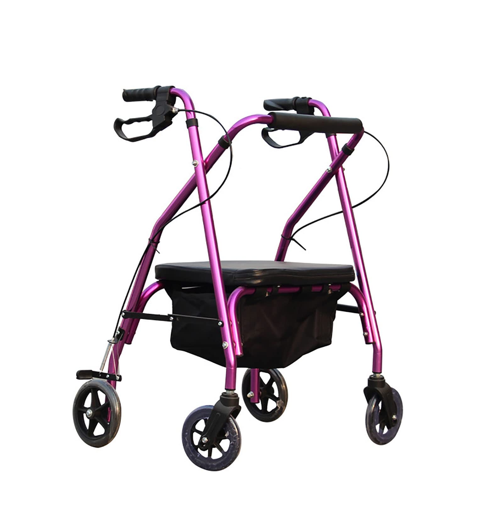Chodzik, rolki 4 koła z siedziskiem i koszem Medyczny aluminiowy rolator Składane i zdejmowane oparcie Wyściełane siedzisko Rolling Walker dla seniorów na zewnątrz (Color : B)