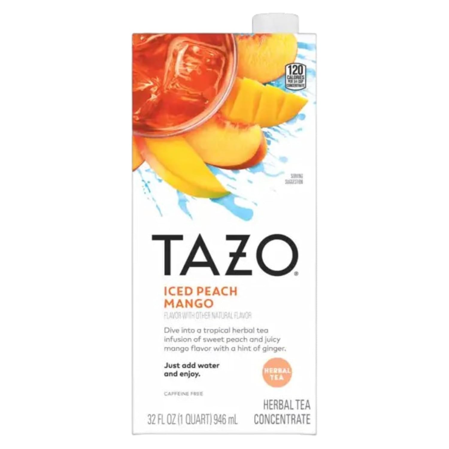 TAZO Tea Concentrate, Iced Peach Mango, & Iced Passion 32 Fl Oz (1ea) (Variety Pack)