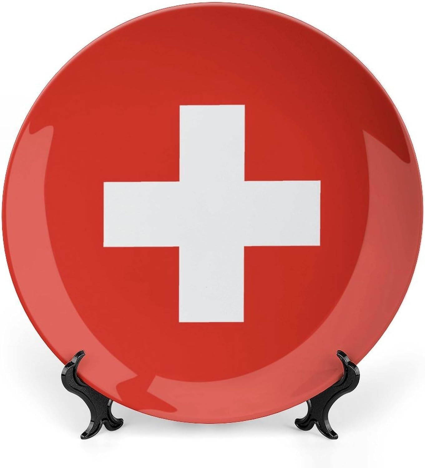 Switzerland Flag Bone China Decorative Plate, 10inch Home Decor