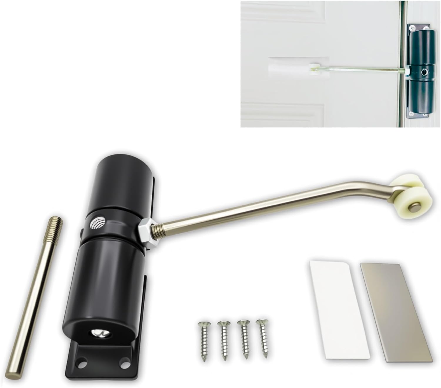 Automatic Door Closer for Home & Garage - Adjustable Self Closing Mechanism with Safety Spring