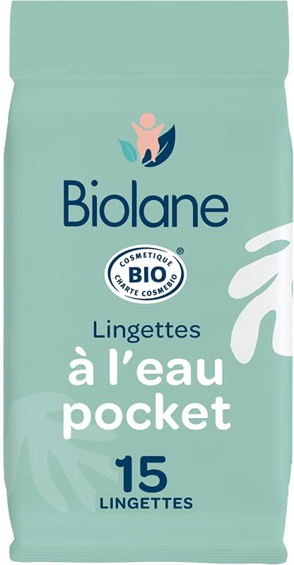 Craquez pour les lingettes Biolane à l'eau 99% pure, idéales dès la naissance ! Format pratique pocket, sans parfum, cer
