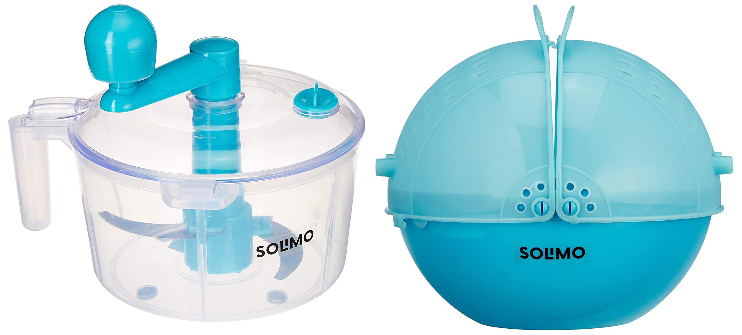 Amazon Brand - Solimo Plastic Atta/Dough Maker & Plastic Drainer/Colander with lid (Blue) Combo