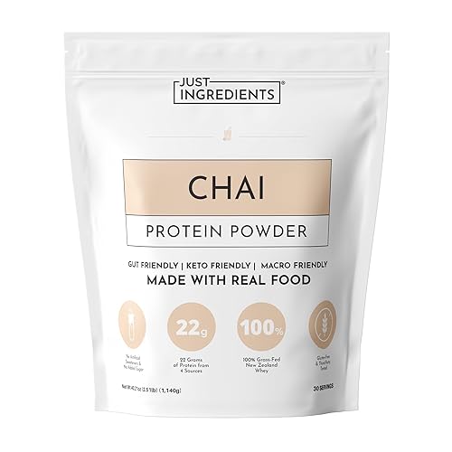 JUST INGREDIENTS Chai Protein Powder – 30-Serving Blend with 100%