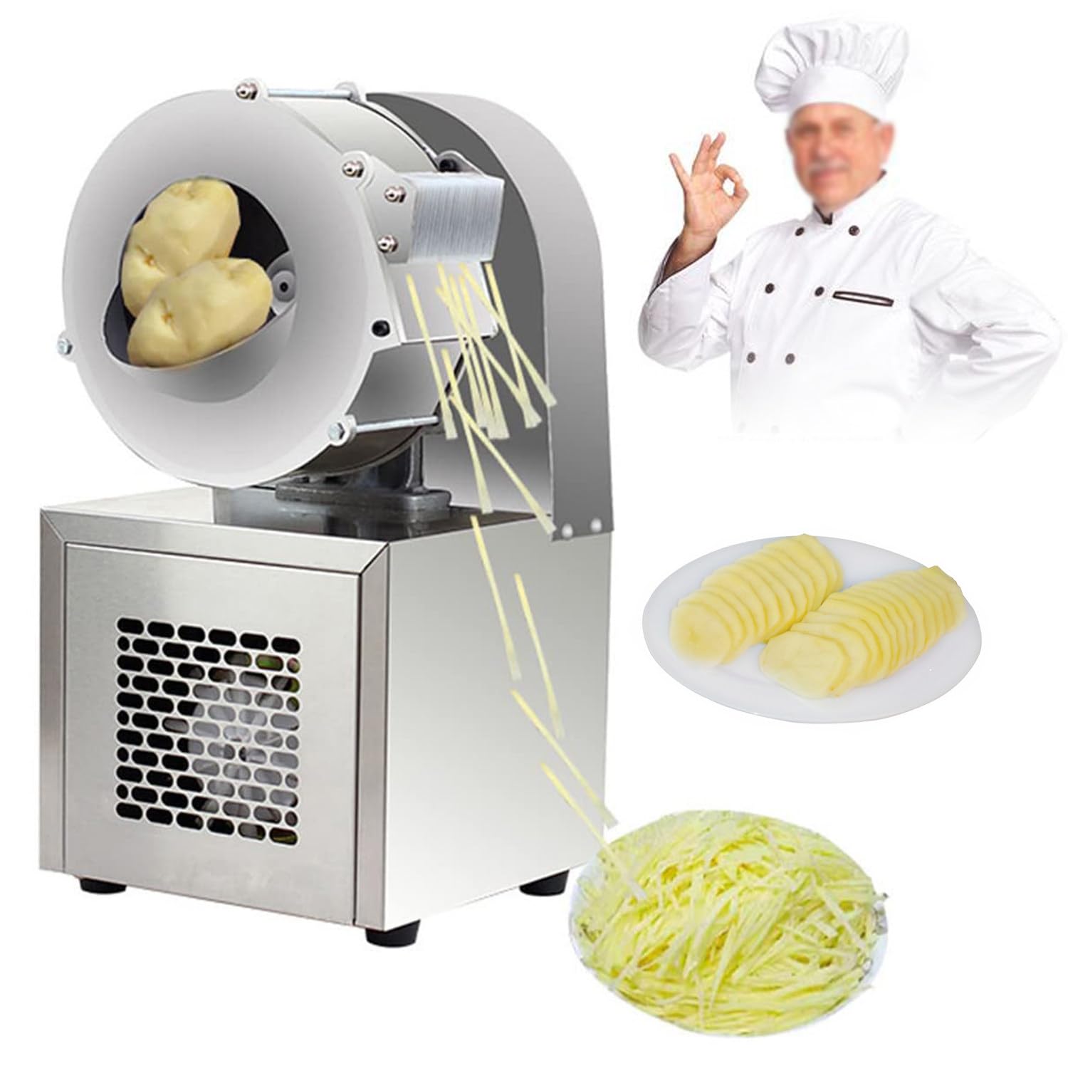 ASerZenith Electric Vegetable Chopper And Dicer | Multi-Purpose Shredder And Cutters Machine | Efficient Commercial Potato Shredder