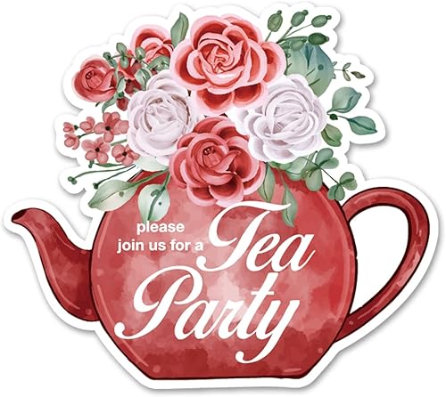 Invitaciones florales para fiesta de té con sobres, juego de 20 invitaciones en forma de tetera alta, invitaciones para cumpleaños, baby shower,