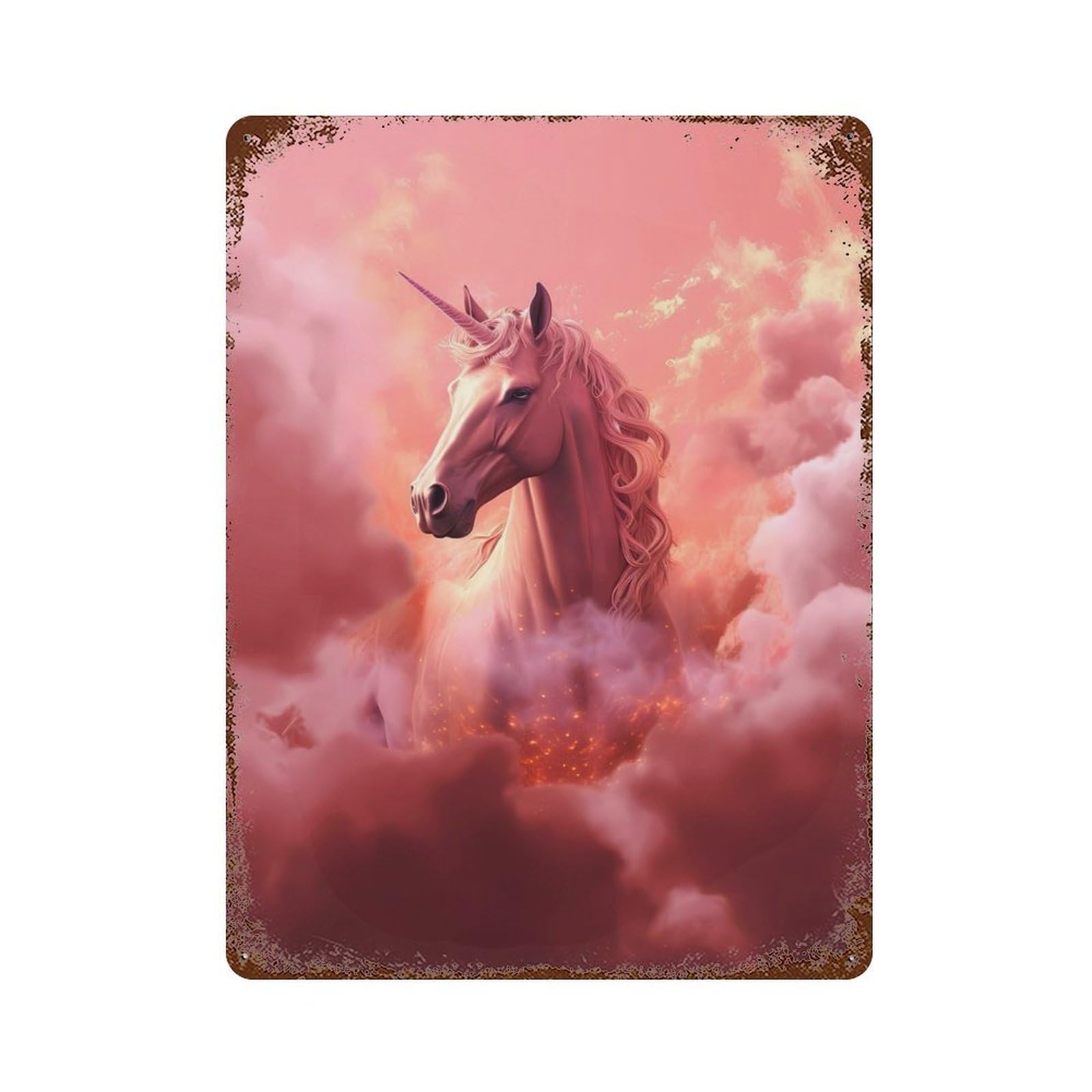 Rust Effect Unicorn Smoke Vintage Rust Metal Sign 15.7"x11.8", Farmhouse Wall Decor for Farmhouse, Kitchen And Entryway Decor