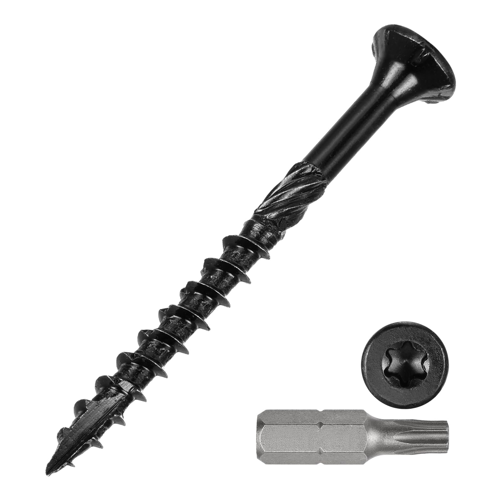 METALLIXITY Deck Screws (#8x2") 100Pcs, Carbon Steel Wood Screw Decking Screws Epoxy Coated with T25 Torx Drive Head