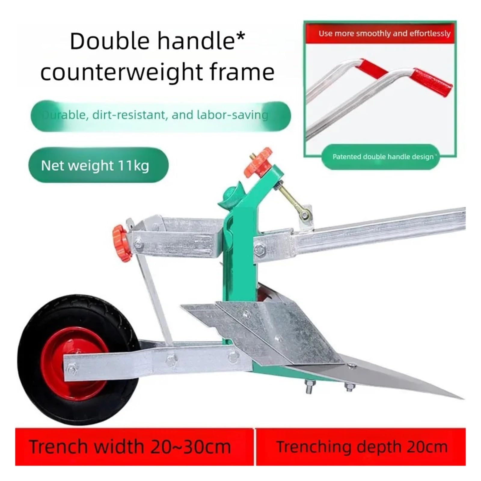 Ręczny Rumpel Pług Mini Narzędzie Do Spulchniania Gleby Ogrodu Działka Warzywna Rodzinne Gospodarstwo Rolne Uprawa Pielenie Sadzenie PotężNe Zadanie(Counterweight frame)