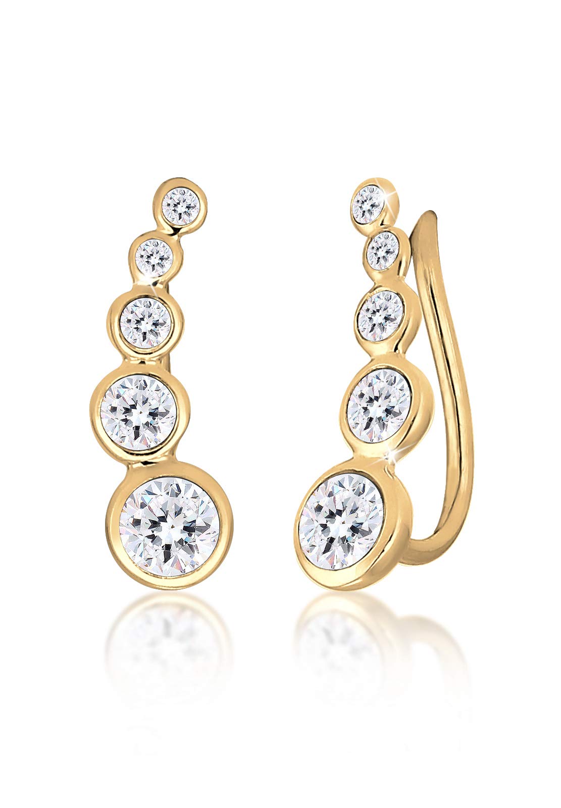 Elli Earrings Earcuff Circle Geo Crystals 925 Sterling Silver Gold Plated