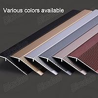 Vista 2 de WORDFUN Tira de transición de piso de madera a azulejo, reductor de umbral de alfombra/azulejo, rampa de borde biselado, tira de umbral de aluminio