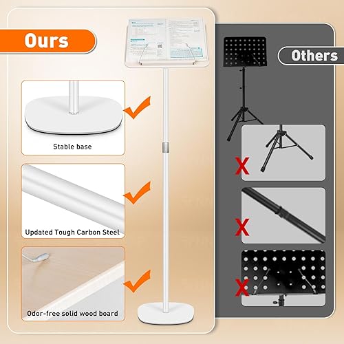 Miniatura 4 de Soporte de pie para libros, plegable para leer con clips de página, altura ajustable de 19 a 51 pulgadas, soporte de podio resistente para lectura,