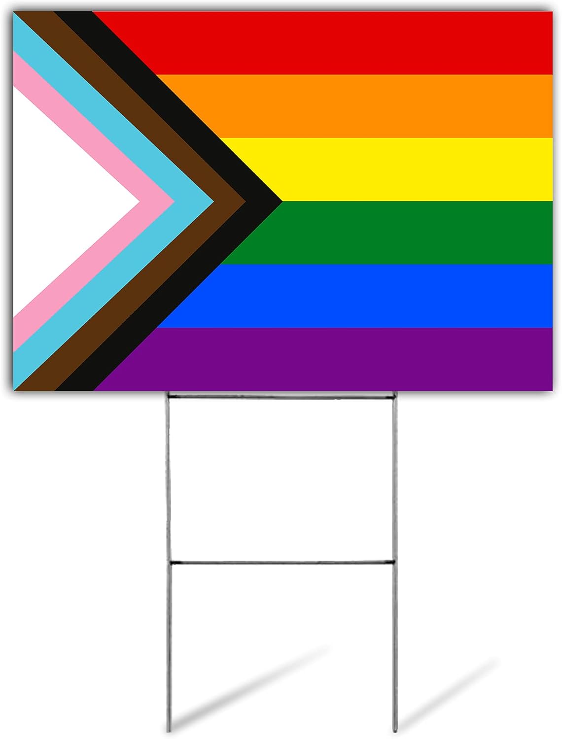 Pride Sign | Gay Pride Yard Sign | LGBTQ Rainbow Sign | Love is Love Sign | Gay Party Sign | Love Always Wins | 24" x 18" Corrugated Plastic Yard Signs with H Stakes | Double Sided (Modern Pride Flag)