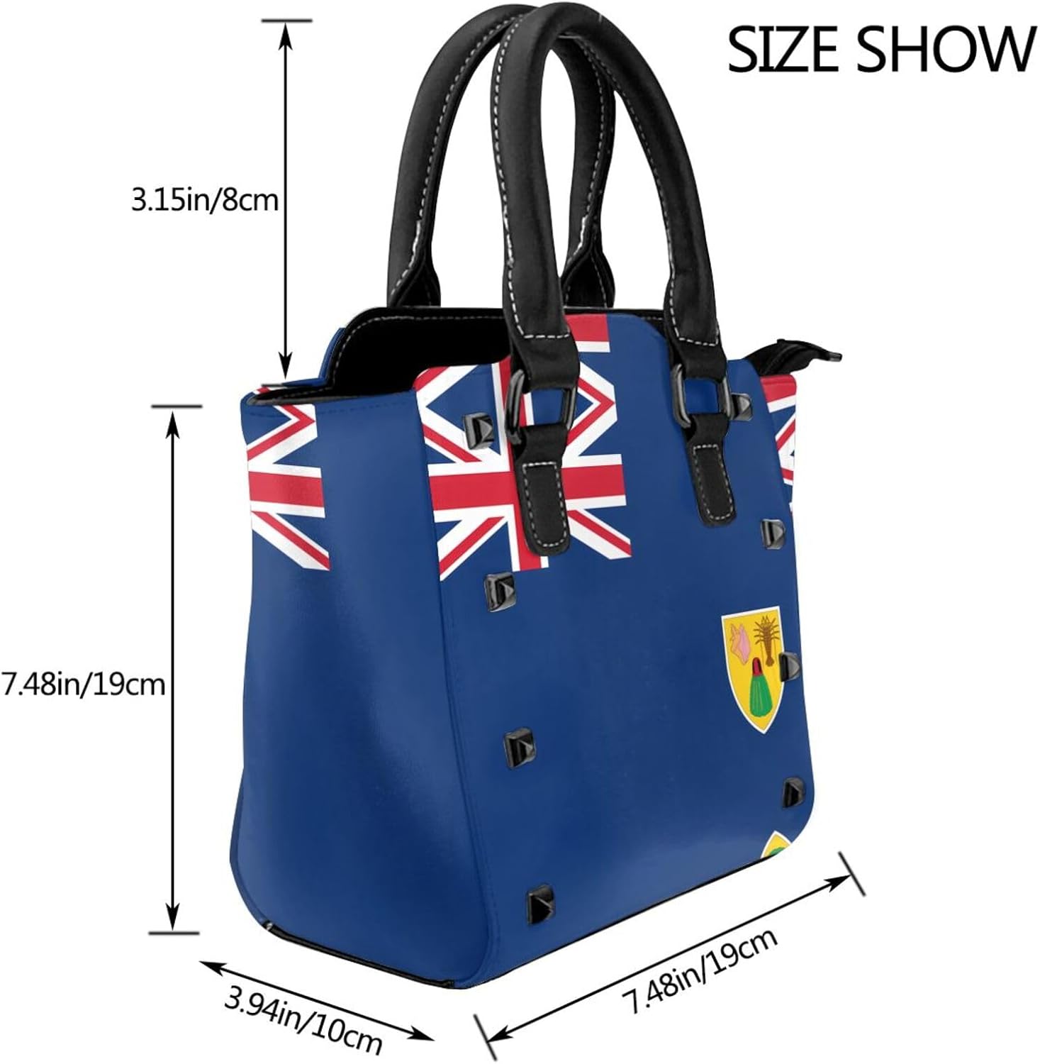Hawaii Flag Women Top Handle Shoulder Bag Personality Rivet Satchel Tote Middle Size Handbag Purse Bag
