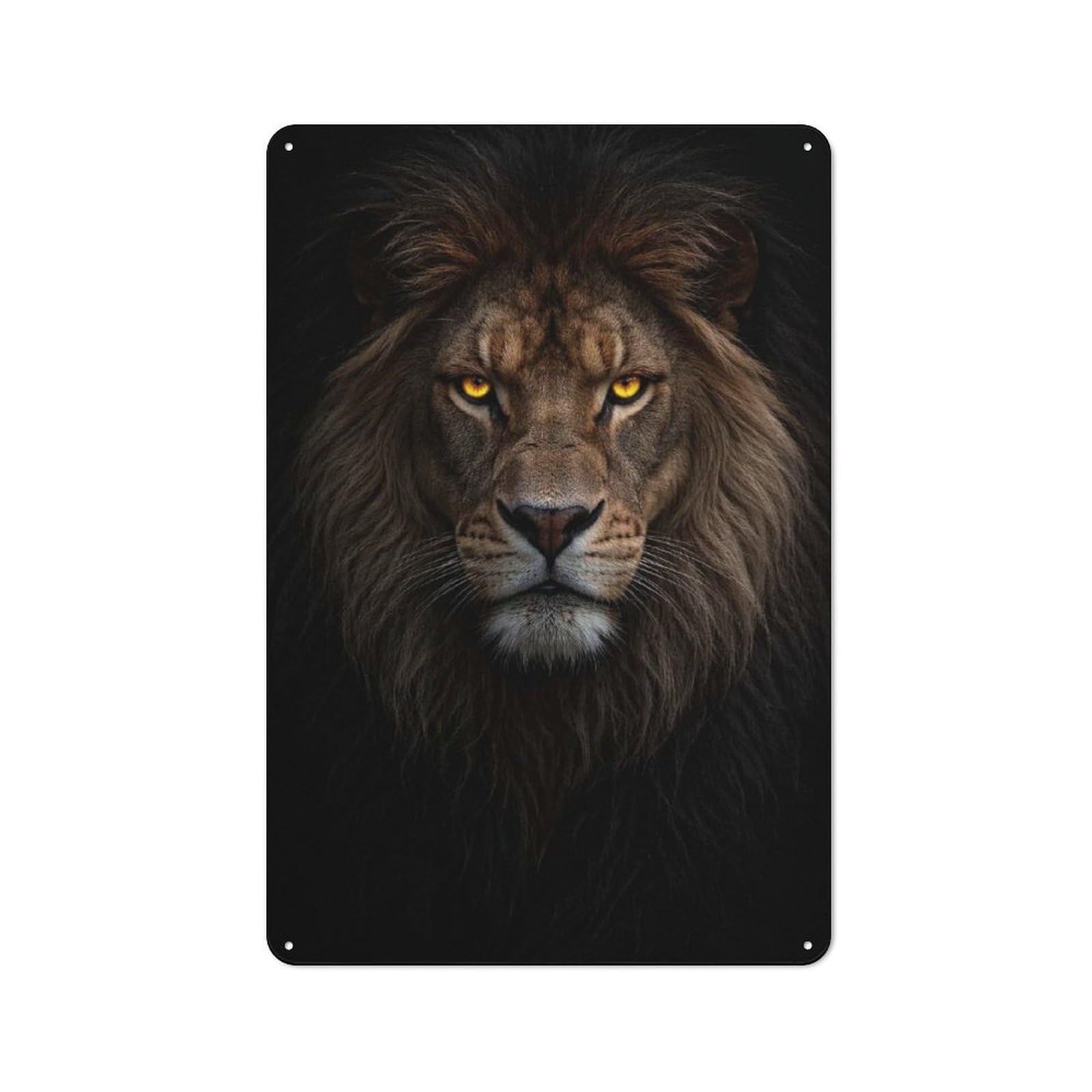 Junmoney Style-9 Metal Wall Plaque With Majestic Lion With Glowing Eyes Design 30X20cm, Simple Retro Studio Wall Plaque For Hobby Room, Office, Lounge Or Living Room