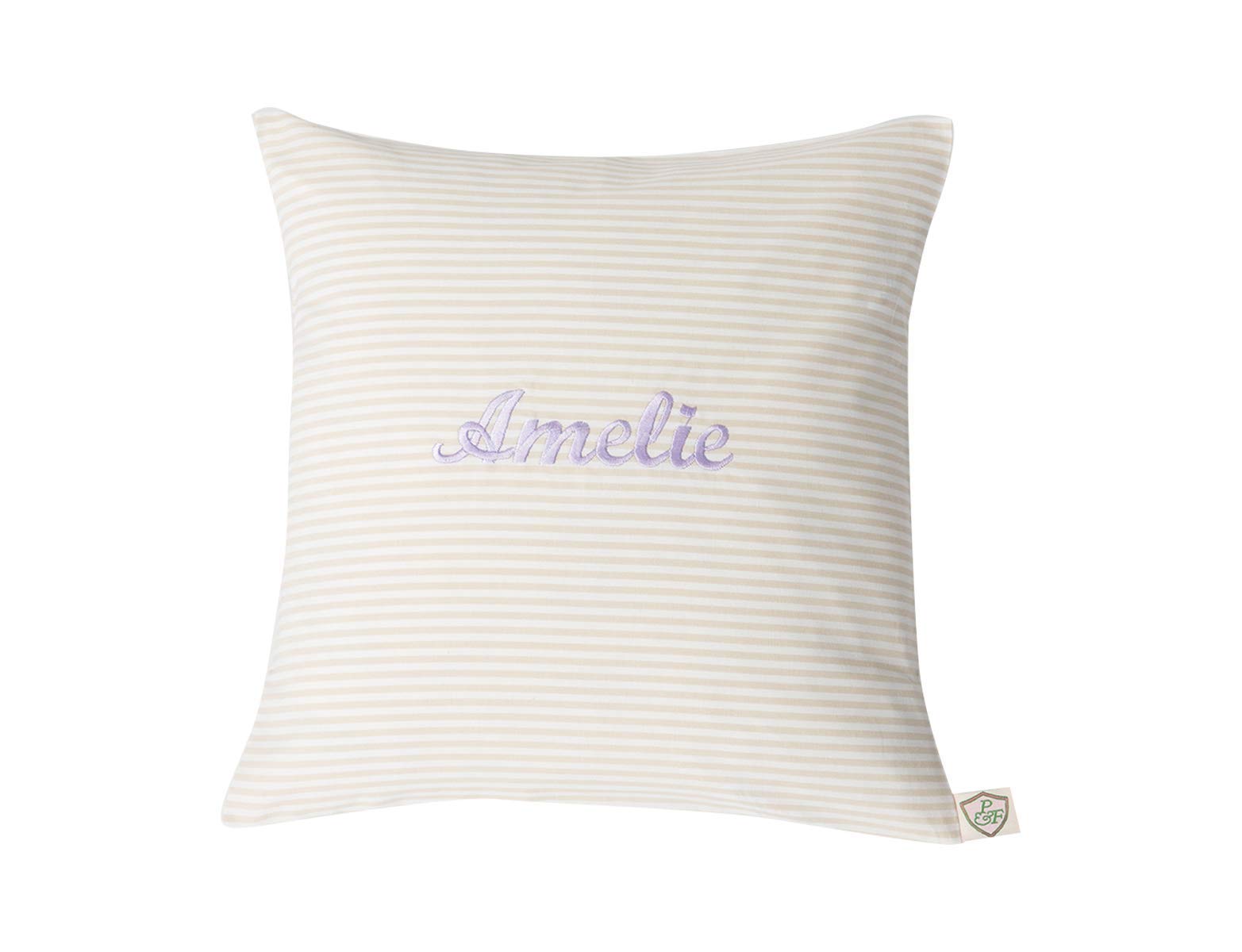 Namenskissen VICHY beige von paula & ferdinand - Geschenk zur Geburt und Taufe - Kissen personalisiert - Kissen mit Name