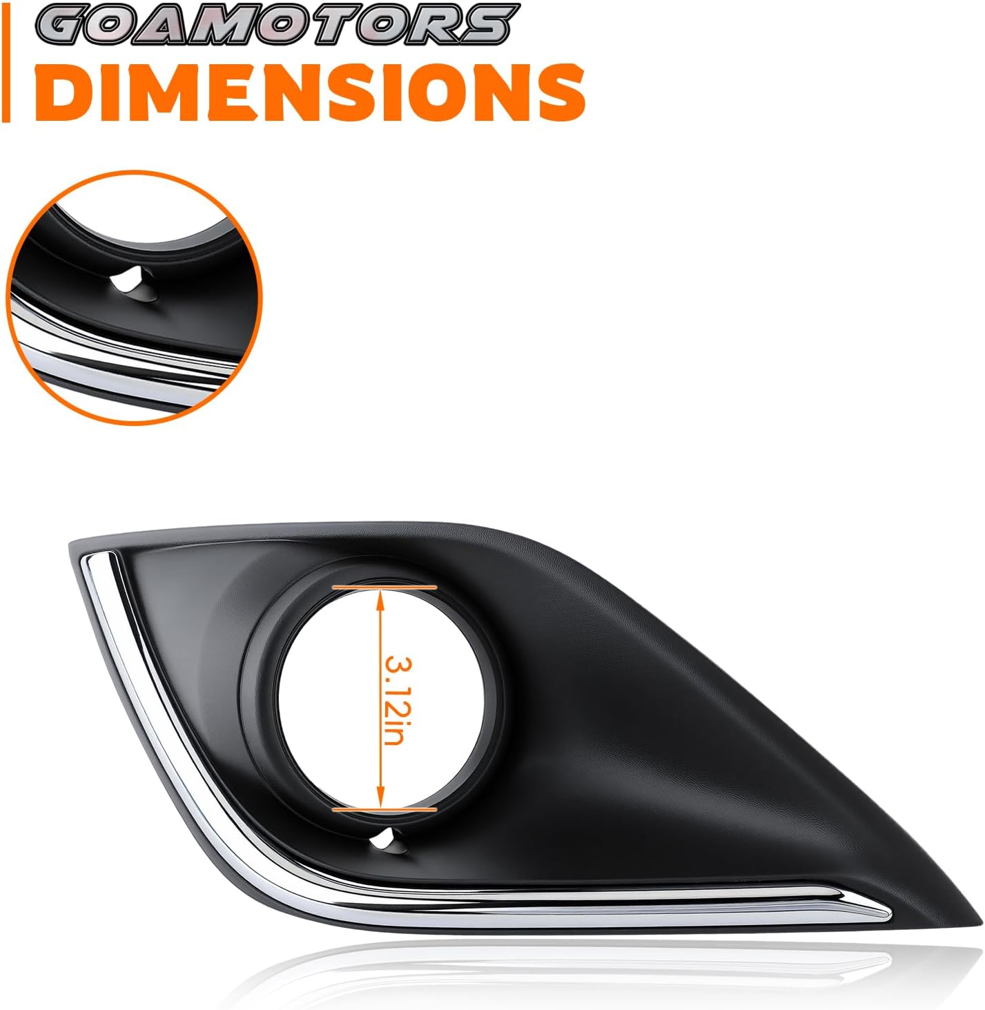 GoaMotors 6400G481 Front Left Driver Side Fog Light Chrome Cover Fit for Mitsubishi Outlander 2016-2019