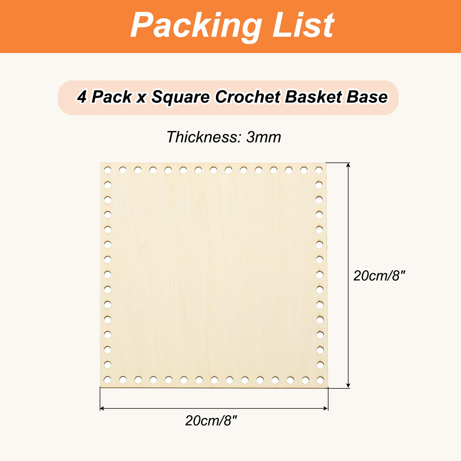 PATIKIL 8 x 8 Inch Crochet Basket Base - Image 2